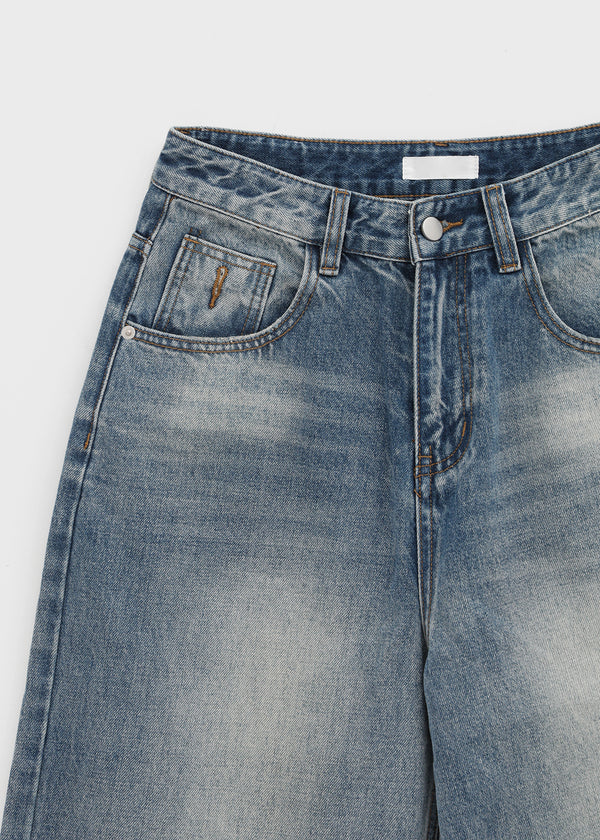 Hemlet Back-Pocket Wide Denim Pants