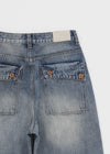 Hemlet Back-Pocket Wide Denim Pants