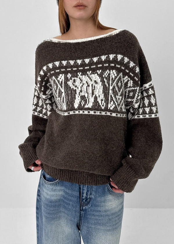 Kracha Nordic Boat-Neck Wool Knit
