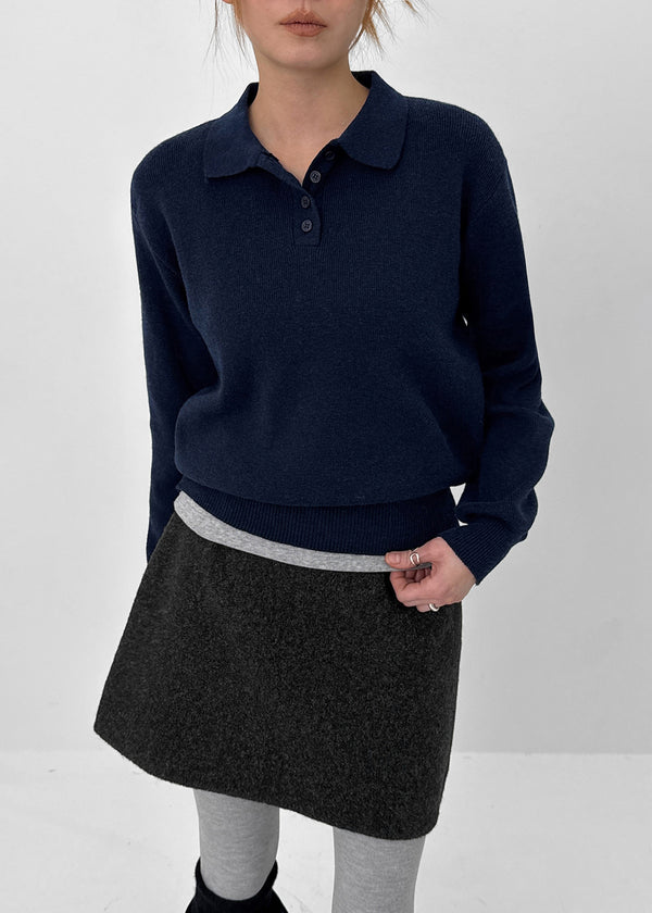 Deluri Button-Collar Knit