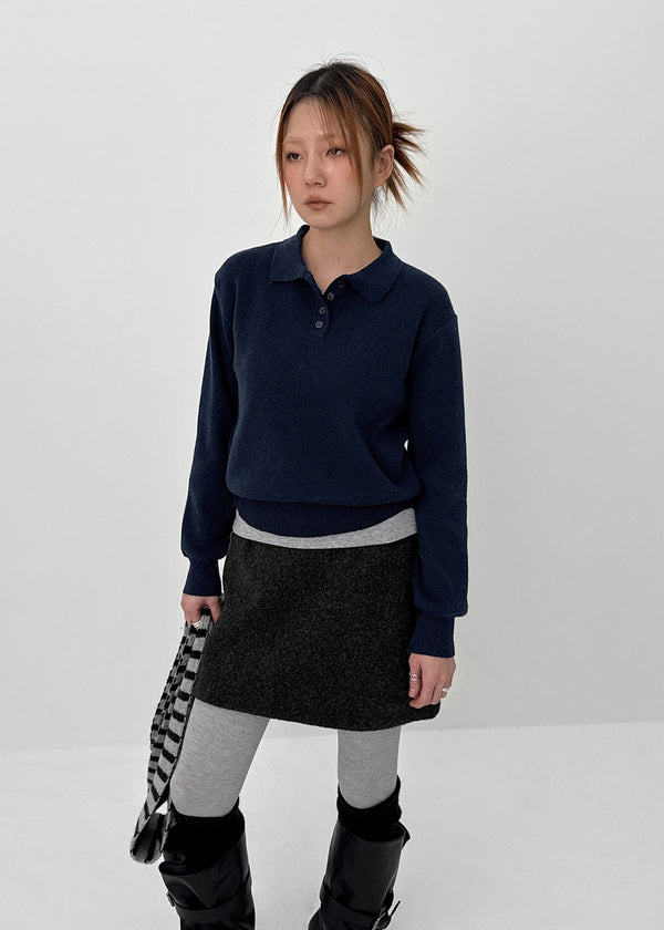 Deluri Button-Collar Knit