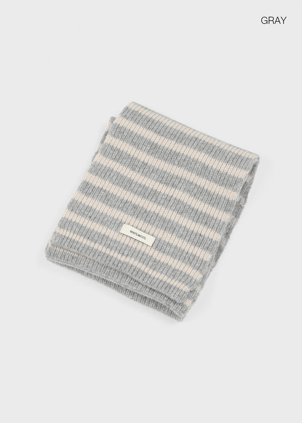 Trune Stripe Knit muffler (100% wool)