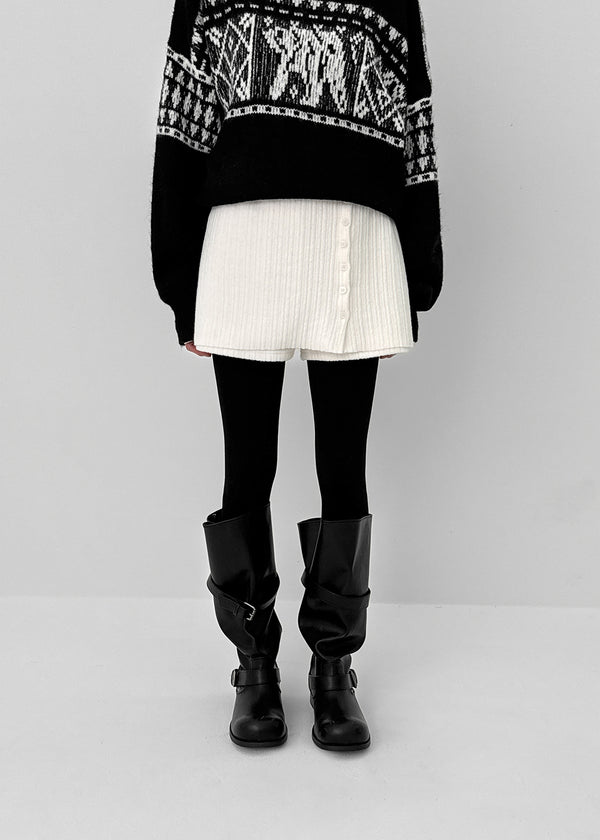 Bertzwal Brushed Button Mini Skirt Pants