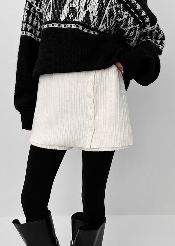 Bertzwal Brushed Button Mini Skirt Pants