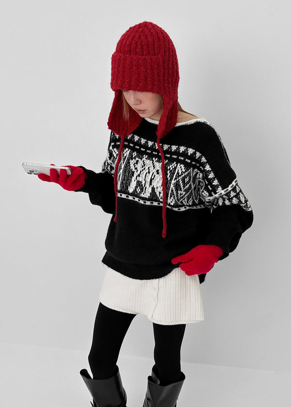 Cooltin Knit Ribbed Earflap Beanie (30% Alpaca)