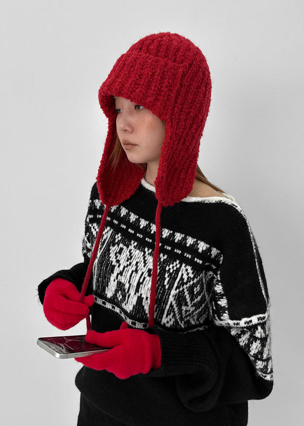 Poshon Long Boucle Knit Touch Gloves