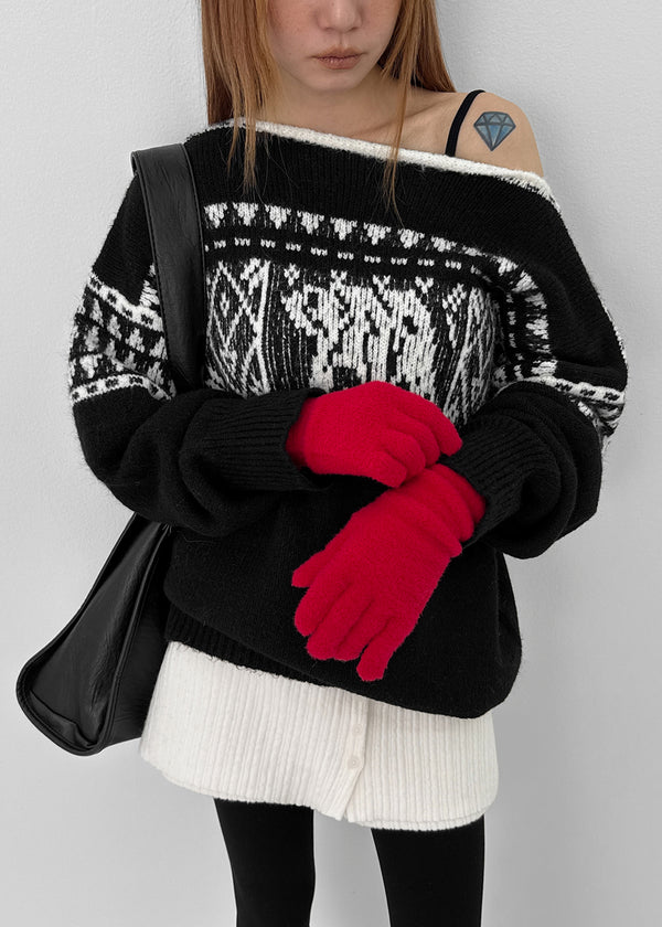 Poshon Long Boucle Knit Touch Gloves