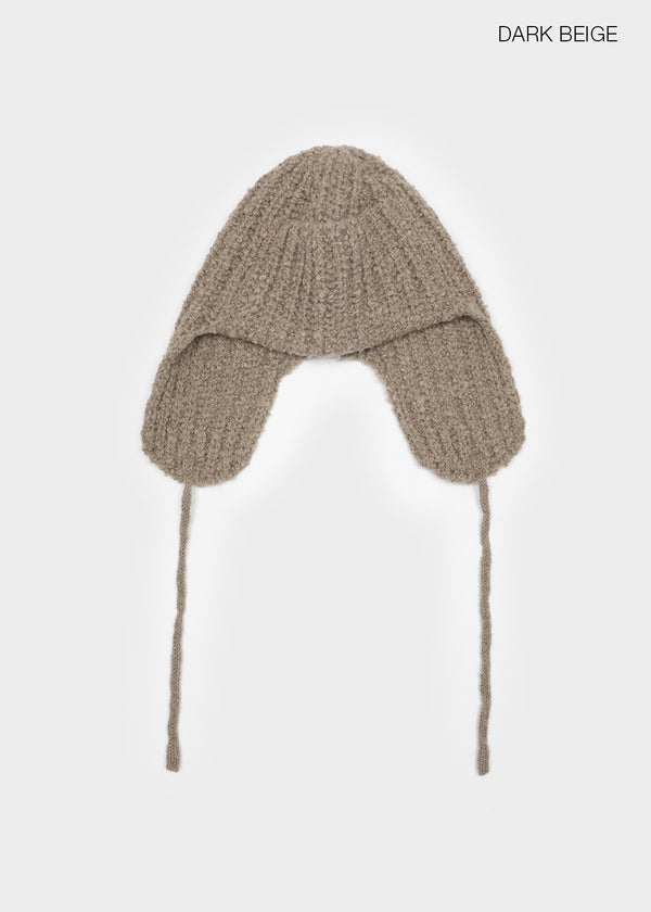 Cooltin Knit Ribbed Earflap Beanie (30% Alpaca)