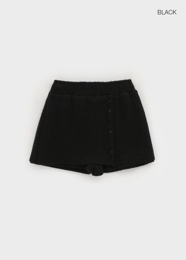 Bertzwal Brushed Button Mini Skirt Pants