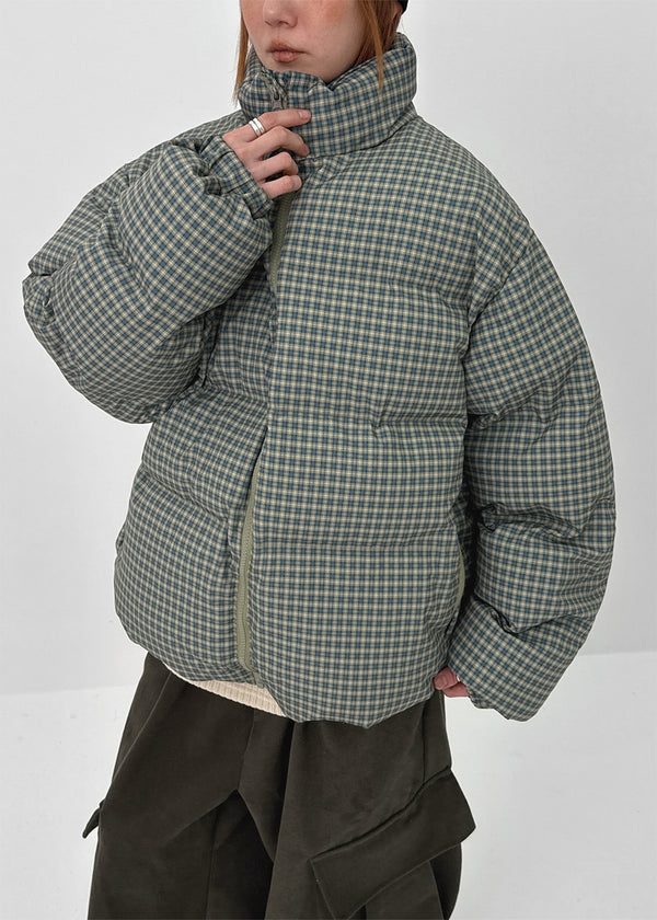 (UNISEX) Servy High-Neck Wellon Checked Padded Jacket