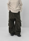 (UNISEX) Melmont Peach Fleece Cargo Wide Banding Pants
