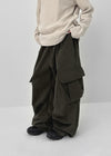 (UNISEX) Melmont Peach Fleece Cargo Wide Banding Pants