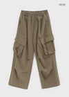 (UNISEX) Melmont Peach Fleece Cargo Wide Banding Pants