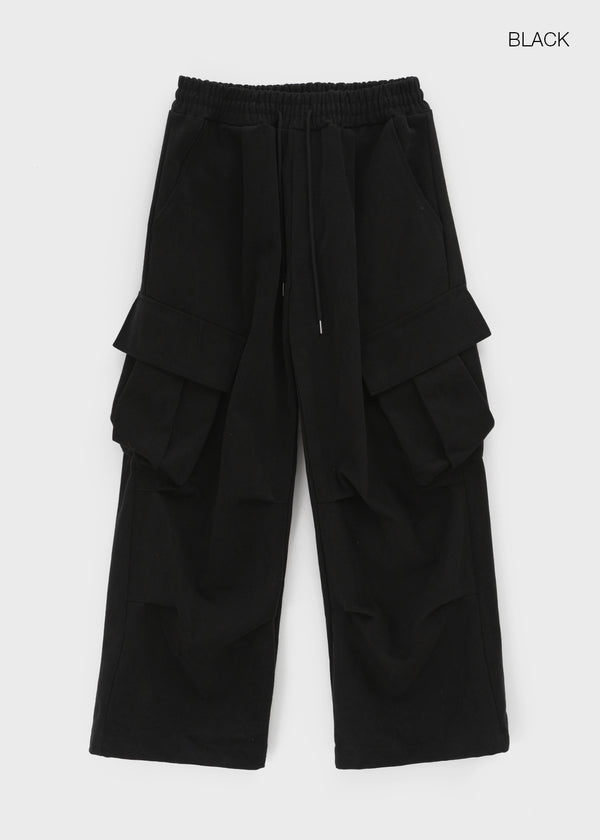 (UNISEX) Melmont Peach Fleece Cargo Wide Banding Pants