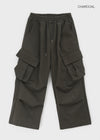 (UNISEX) Melmont Peach Fleece Cargo Wide Banding Pants