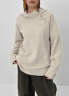 High-Flare Unbalanced Button Ribbed Hoodie