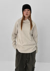 High-Flare Unbalanced Button Ribbed Hoodie
