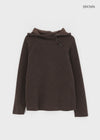 High-Flare Unbalanced Button Ribbed Hoodie