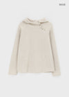 High-Flare Unbalanced Button Ribbed Hoodie