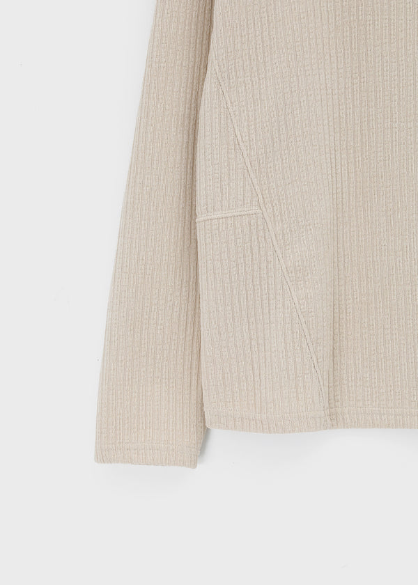 High-Flare Unbalanced Button Ribbed Hoodie