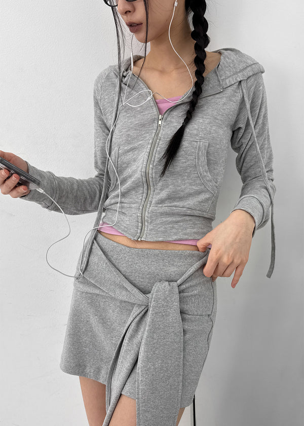 Living Soft Tencel Hooded Zip-up (30% Wool)