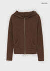 Chikarn Ribbed Warmer Hooded Zip-up (33% Wool)