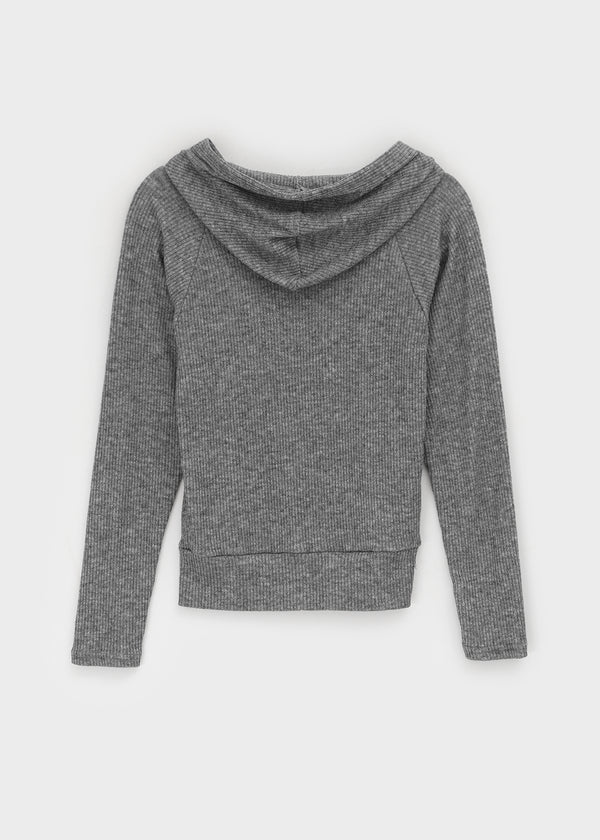 Chikarn Ribbed Warmer Hooded Zip-up (33% Wool)