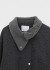 Huntel Faux Fur Collar Check Wool Jumper