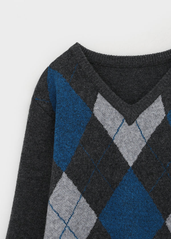 Vintrill Argyle V-Neck Knit