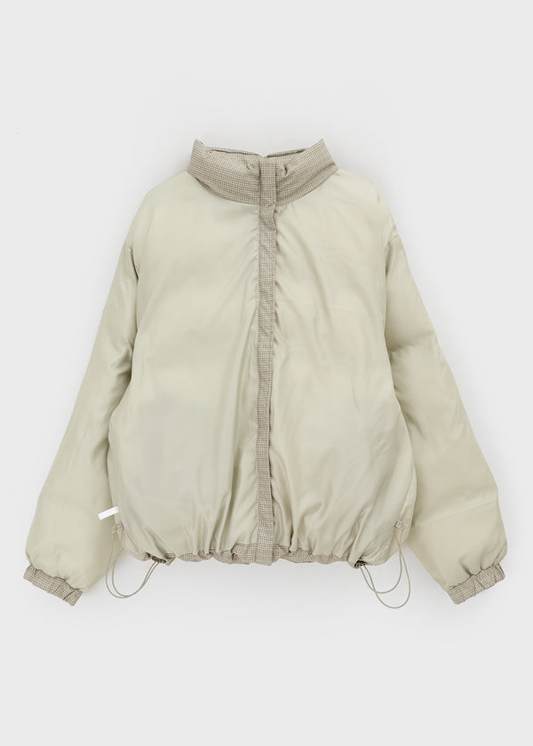 (UNISEX) Servy High-Neck Wellon Checked Padded Jacket