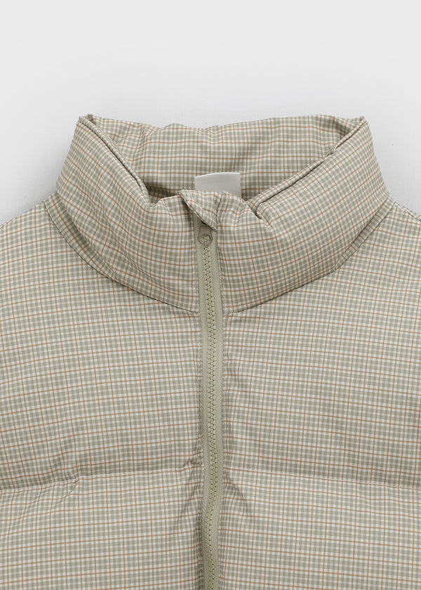 (UNISEX) Servy High-Neck Wellon Checked Padded Jacket