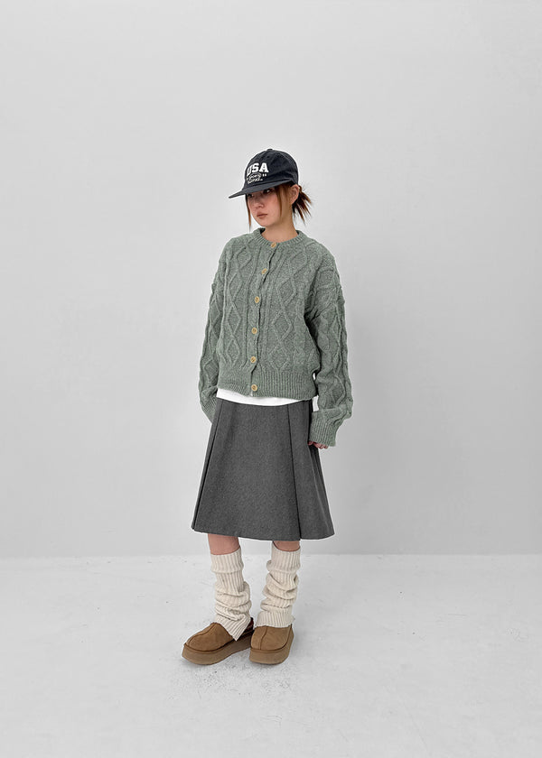 Nashing Wool Pleated Midi Skirt