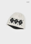 Millet Argyle Knit Beanie (Wool 80%)