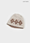 Millet Argyle Knit Beanie (Wool 80%)