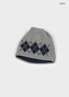 Millet Argyle Knit Beanie (Wool 80%)