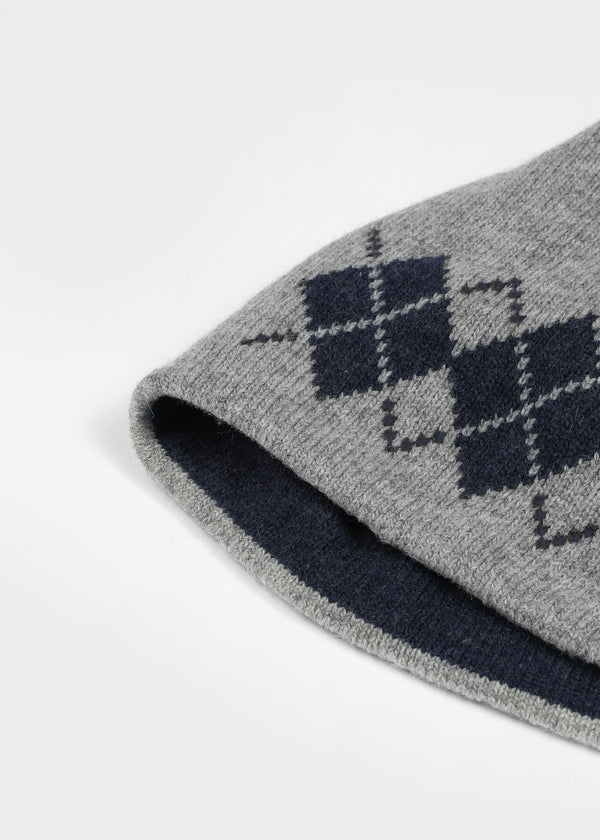 Millet Argyle Knit Beanie (Wool 80%)