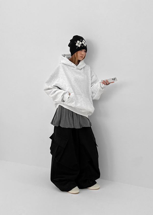 (UNISEX) Melmont Peach Fleece Cargo Wide Banding Pants