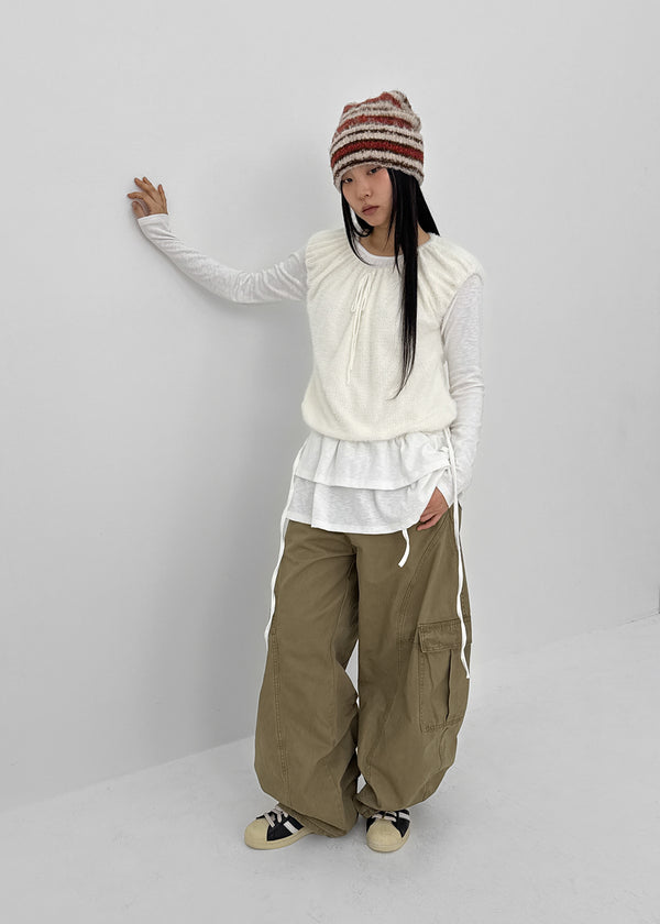 Celliver Frill Strap Layered Long Sleeve T-shirt