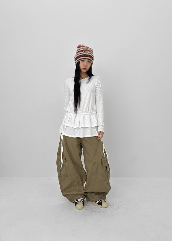 Celliver Frill Strap Layered Long Sleeve T-shirt