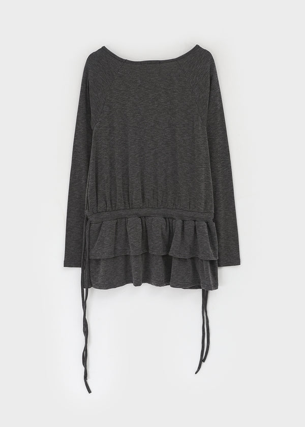 Celliver Frill Strap Layered Long Sleeve T-shirt