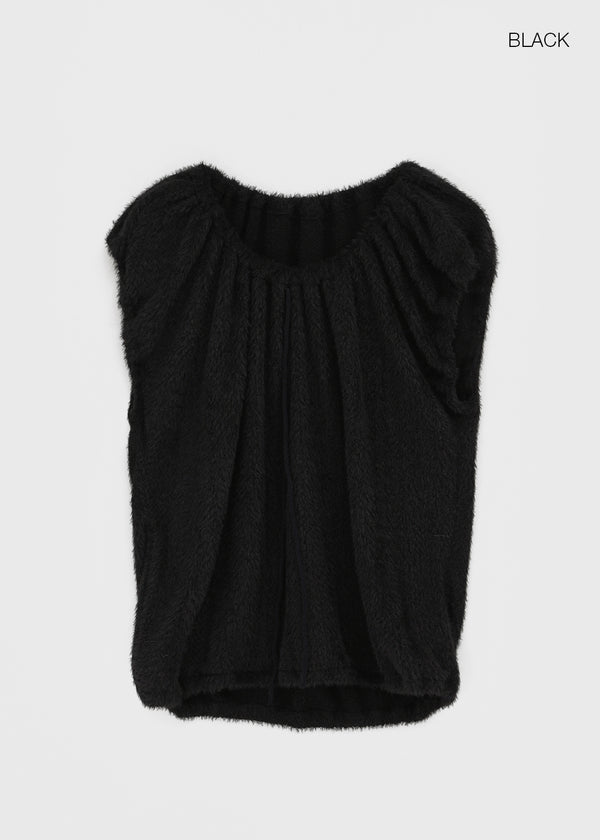 Diblum Hairy Strap Cap Sleeve Short Sleeve T-shirt