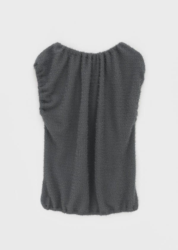 Diblum Hairy Strap Cap Sleeve Short Sleeve T-shirt