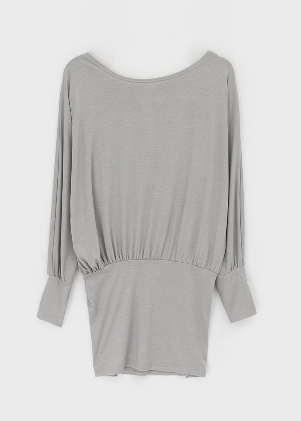 Dilmen Tencel Button Boat Neck Warmer Long Sleeve T-shirt