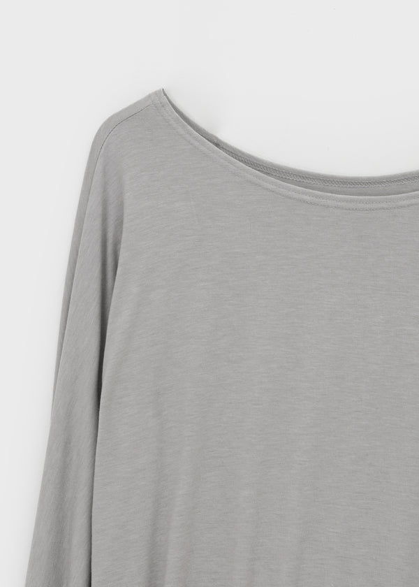 Dilmen Tencel Button Boat Neck Warmer Long Sleeve T-shirt