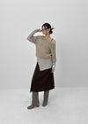 Linka Layered Boat Neck Short Sleeve Wool Knit