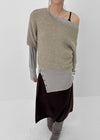 Linka Layered Boat Neck Short Sleeve Wool Knit