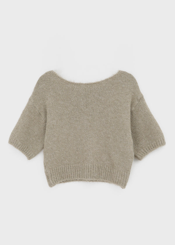 Linka Layered Boat Neck Short Sleeve Wool Knit