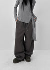 (UNISEX) Roll bendable fleece string pants