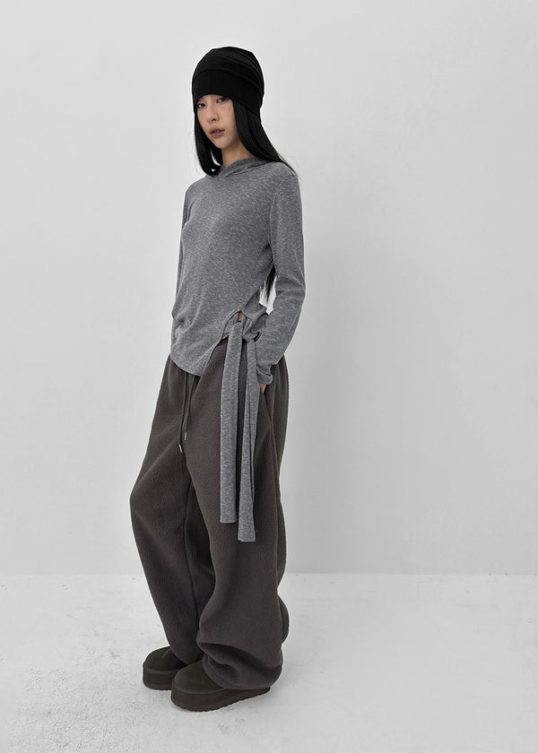 (UNISEX) Roll bendable fleece string pants