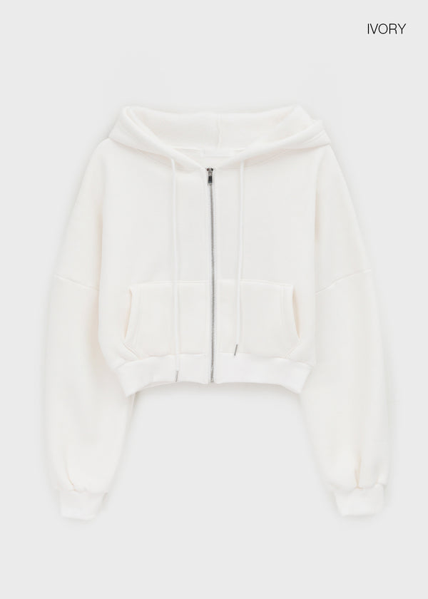 Relburn Boa Fleece Crop Hooded Zip-up